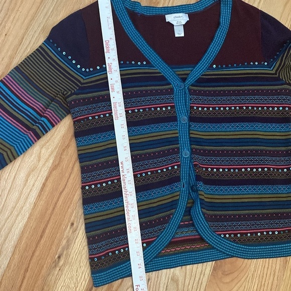 cj banks Artsy Quirky cardigan Womens XL Sequins striped Cottage Core Festive - Picture 5 of 8